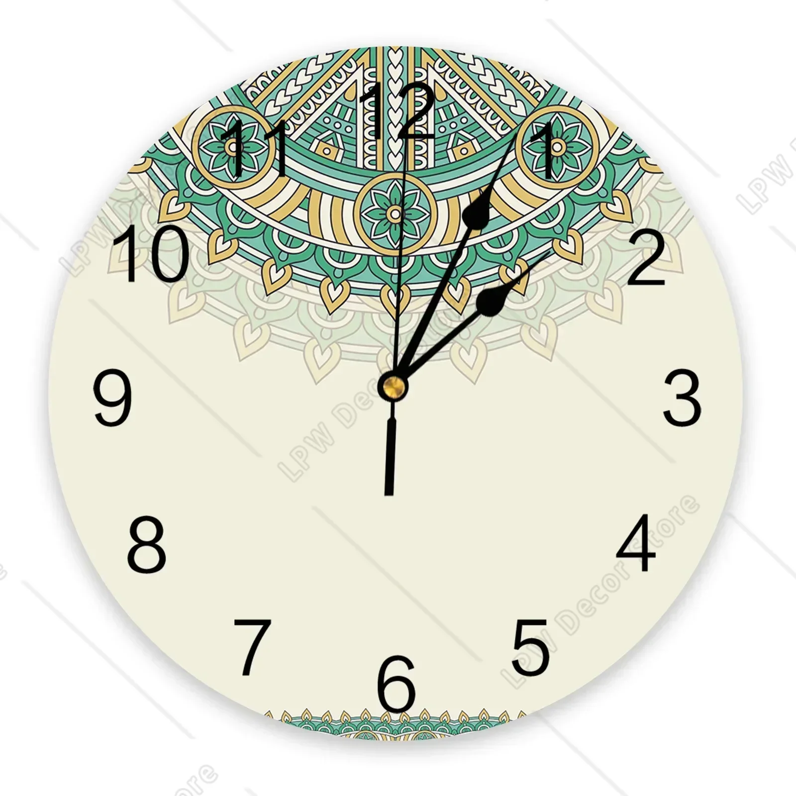 Bohemian Style Mandala Pattern Ethnic Retro Wall Clocks Silent Home Cafe Office Wall Decor Clocks for Kitchen Large Wall Clocks
