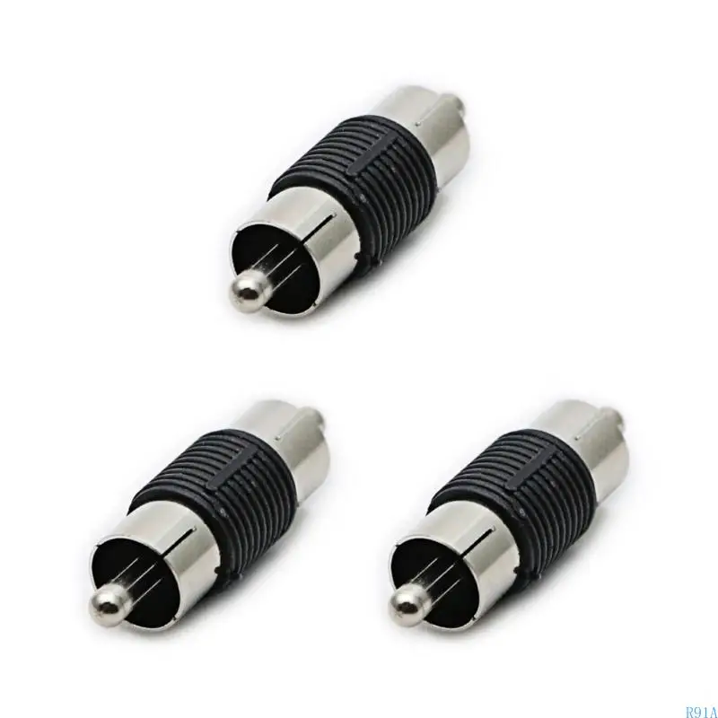 R91A 3Pack Video Male to Male Coupler Connectors for Convenient Video Cable Extension and Interferences Reductions for TVs