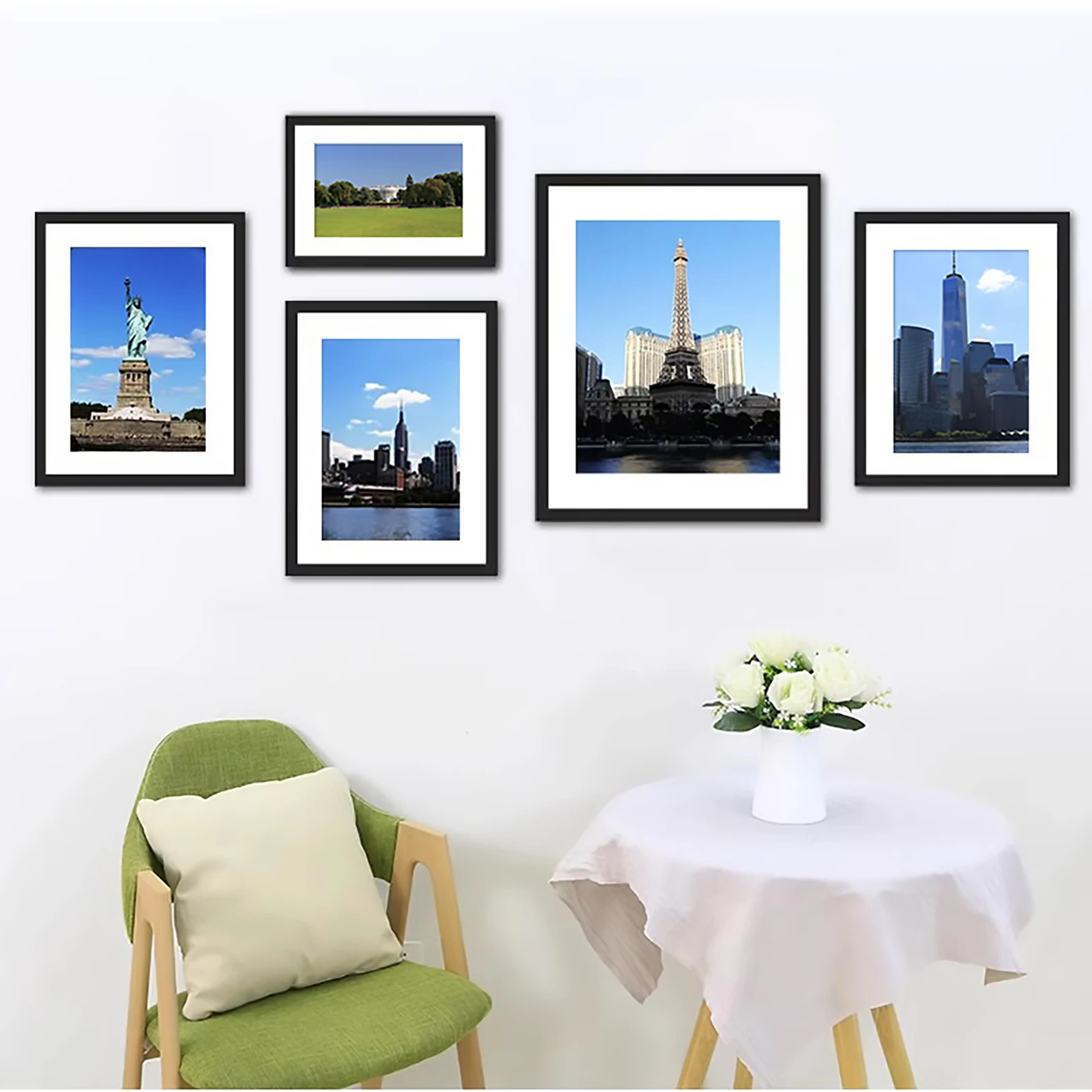 Versatile photo frames in different sizes, suitable for wall or table display, modern design, suitable for home (Black)