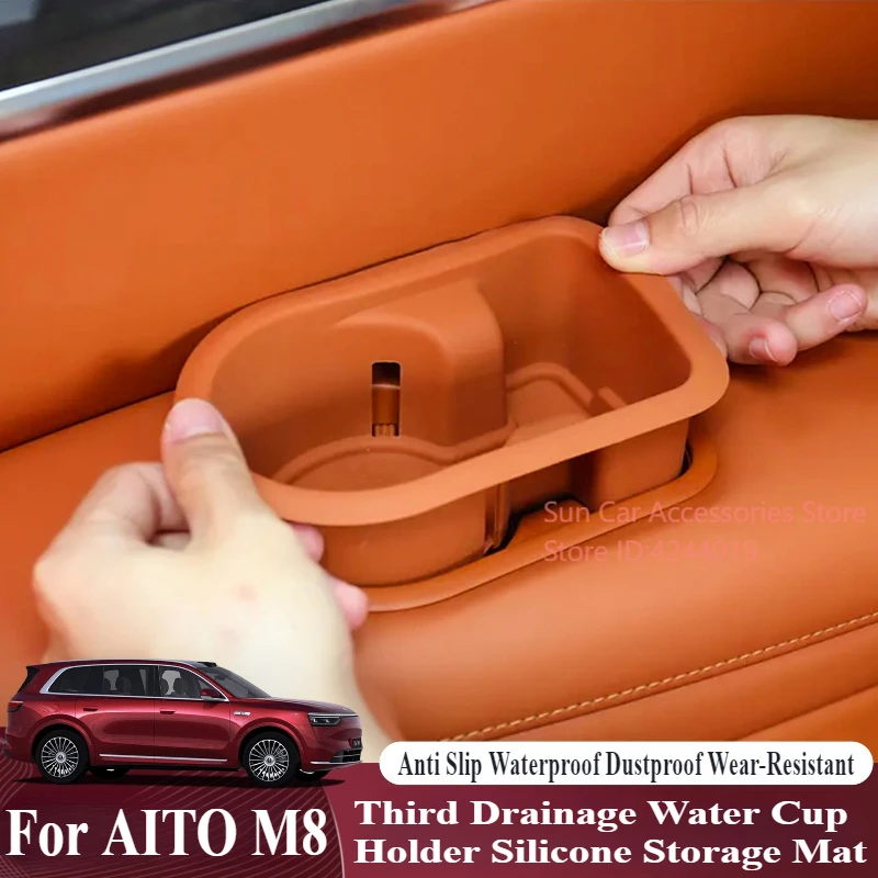 

For AITO M8 Third Drainage Water Cup Holder Silicone Storage Mat Car Interior Styling Modification Accessories