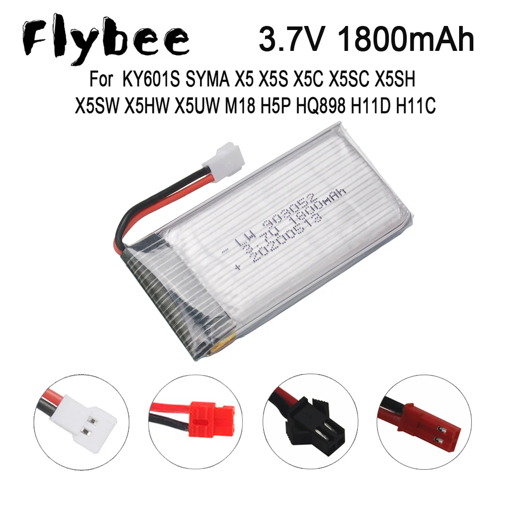 Drone Battery 3.7V 1800mah battery for KY601S SYMA X5 X5S X5C X5SC X5SH X5SW X5HW X5UW M18 H5P HQ898 H11D H11C Helicopters Parts