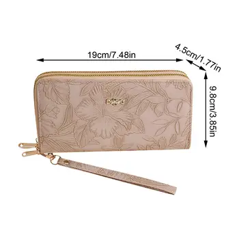 Elegancki pikowany długi portfel damski z bezpiecznym zamkiem błyskawicznym, wieloma przegródkami na karty, przegródką na telefon, uniwersalną kopertówką na każdą okazję 6 best sales torba na wiele telefonów - №5