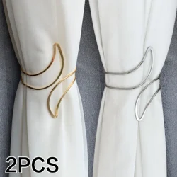 2pcs Modern Minimalist Metal Geometric Moon Pattern Design Curtain Tiebacks, For Bedroom, Living Room, Office, Study Curtains