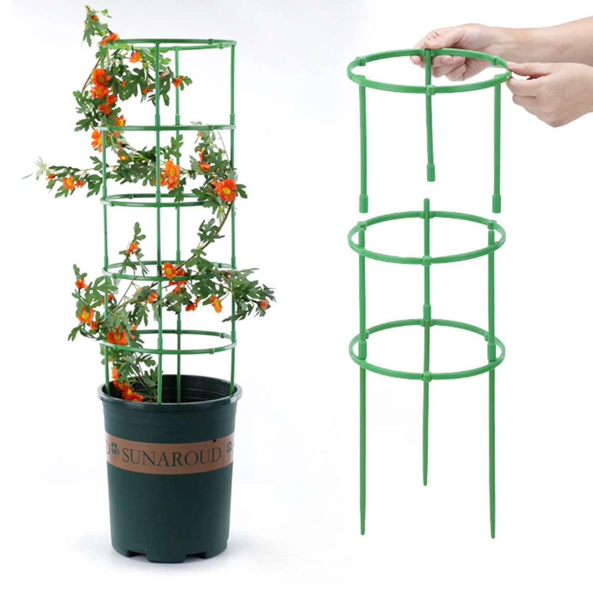 9 Pcs/set 3 Layers Plant Support Plant Stakes Round Plant Support Ring Plastic Plant Cage Holder Flower Pot Climbing Trellis - view 4