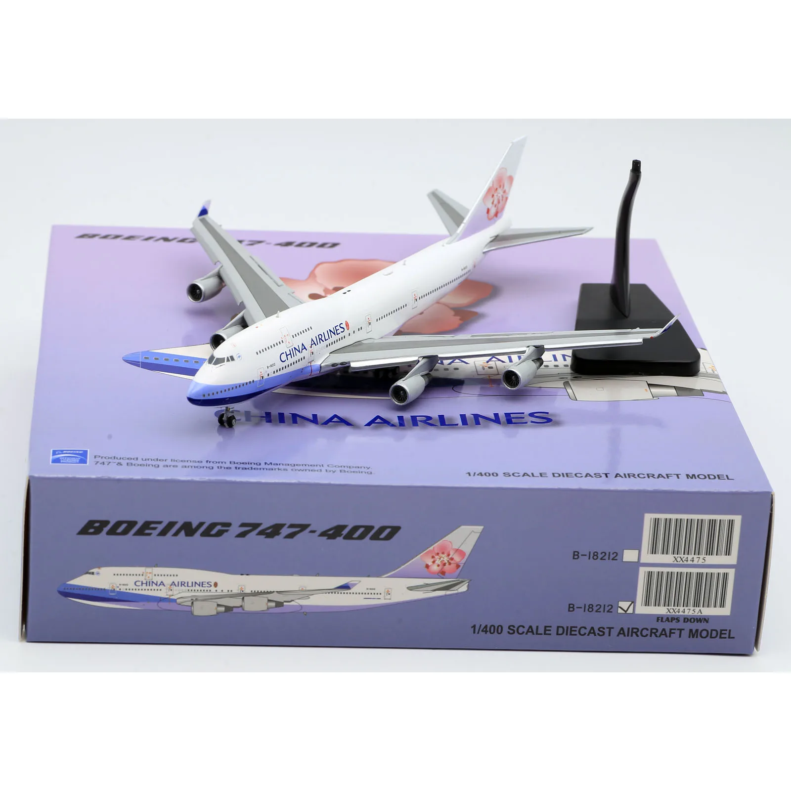 

XX4475A Alloy Collectible Plane Gift JC Wings 1:400 China Airlines Boeing B747-400 Diecast Aircraft Jet Model B-18212 Flaps Down