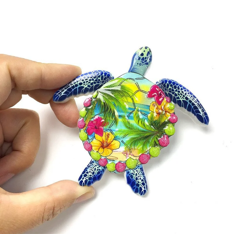 

Hawaiian Tropical Flower Creative Turtle Hot-Selling Strong Magnetic Fridge Magnet High-Value Home Decoration Travel Souvenir