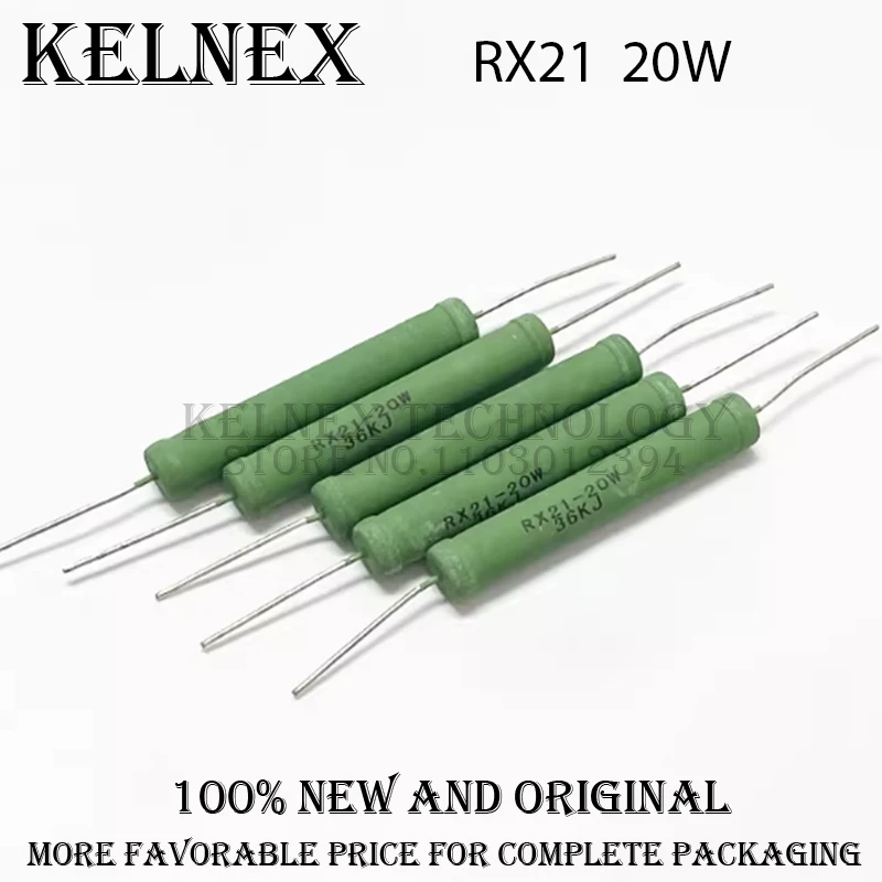 5PCS RX21 wire wound resistor 20W 5% 1R 10R 47R 82R 100R 120R 150R 180R 200R 220R 240R 250R 270R 300 ohms 1K 10K 33K