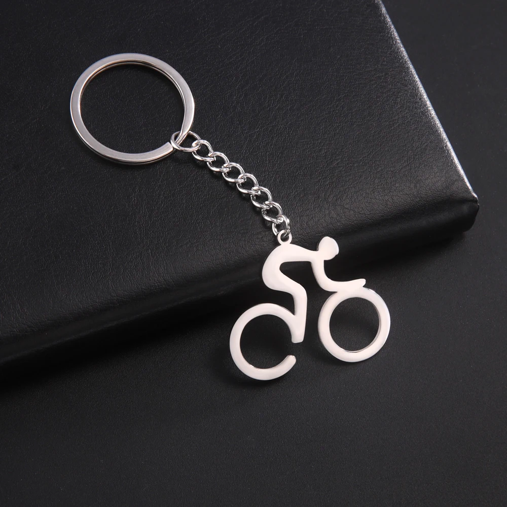 Cooltime Bike Bicycle Keychain Metal Key Chains for Men Sports Cycling Riding Key Rings Stainless Steel Keyring Jewelry Gift