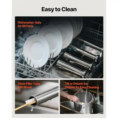 Manual Sausage Stuffer, 11 LBS / 5 L Vertical Meat Stuffer, Dual-Speed Sausage Casing Meat Filling Machine, Stainless Steel