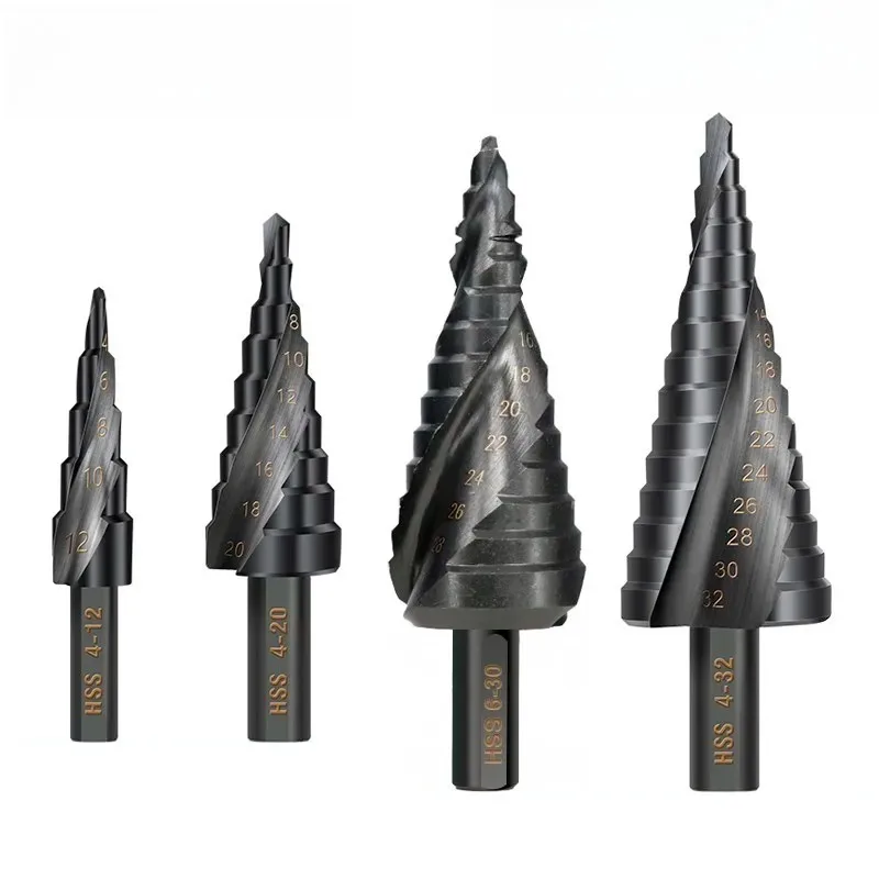 4-12mm 4-20mm 4-32mm Step Drill Bit Metal Drill HSS Cobalt Step Cone Drill Bit Set Wood/Metal Hole Cutter Drilling Tool