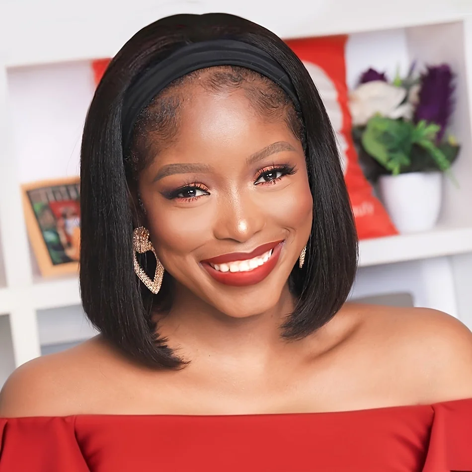 مستقيم البرازيلي شعر الإنسان عقال الباروكات 180 الكثافة للنساء عقال باروكة من شعر طبيعي كامل آلة صنع شعر مستعار