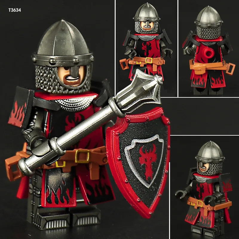 ST3631-3636 Middle Ages Fire Dragon Shadow Knight Assembled Building Blocks Toy Enthusiasts Collection view 5