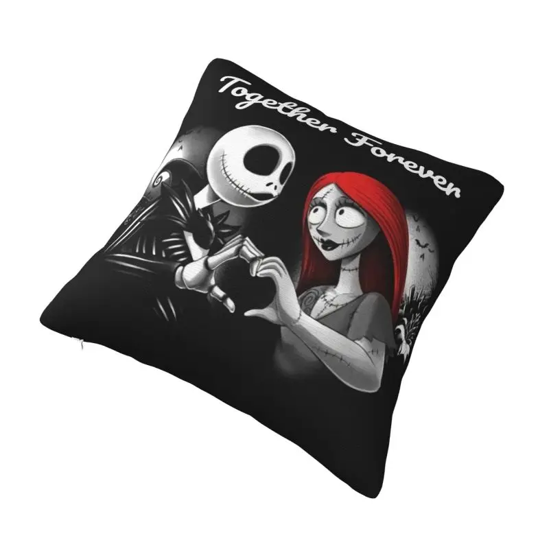 Custom Halloween Jack Skellington Sally Pillowcase Modern Cushion Cover Velvet Pillowcase