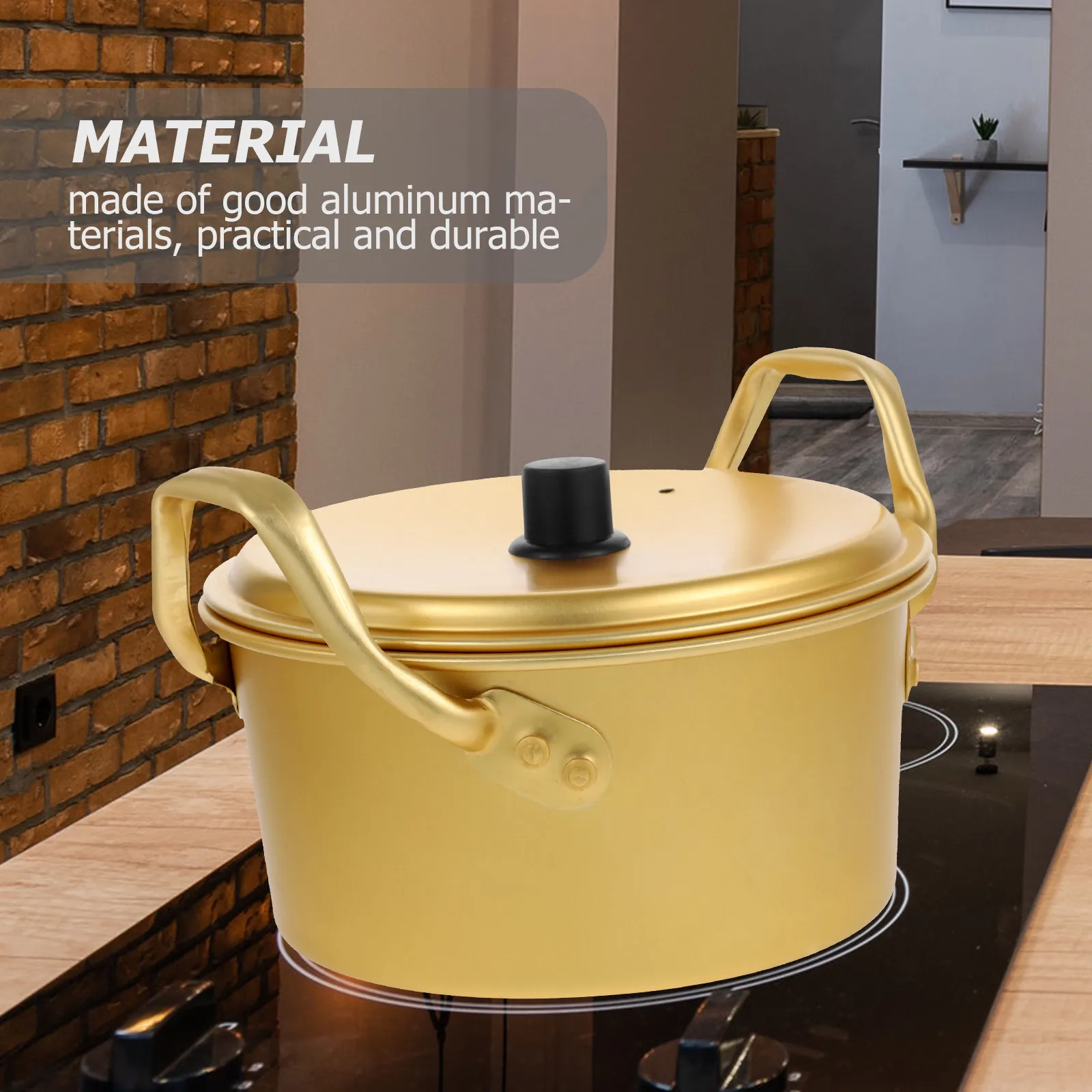 

Aluminum Soup Large Cooking Stockpot Thickened Home Kitchen Cookware Dual Handle Stew Reusable Boiling Pot Multifunctional Ramen