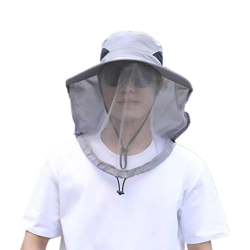 UV-Schutzhut mit Gesichtsmaske, atmungsaktiver Insektenschutz, breite Krempe, Angelhut, Outdoor-Sport, Natur, Wandern, Camping, Netzhut – Detail 28
