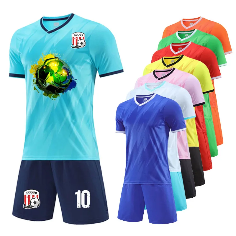 

Custom Football Jersey Kits for Men Children High Quality 2 Piece Shirt & Shorts Match Training Soccer Uniform Sports Clothing