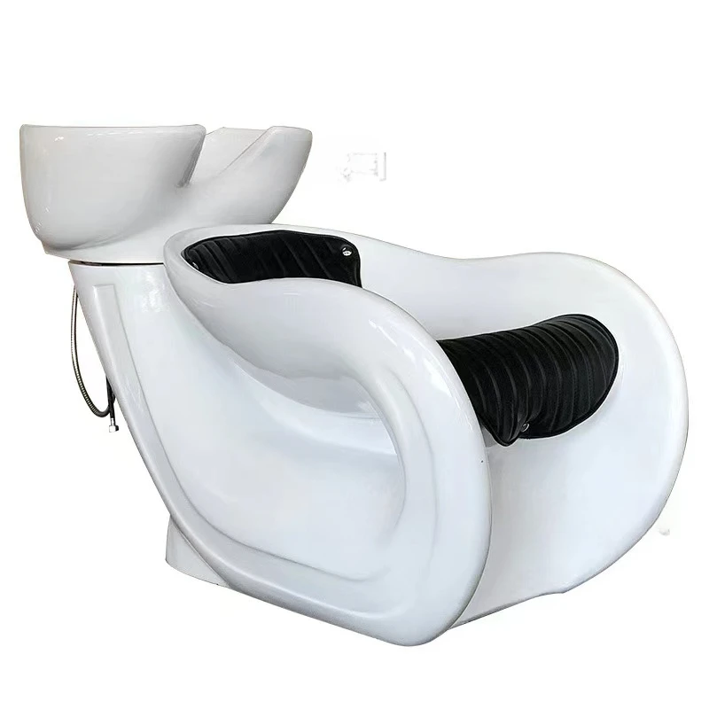 Hair Salon Shampoo Chairs And Luxurious And Comfortable Metal Leather Shampoo Bed Backwash Shampoo Units