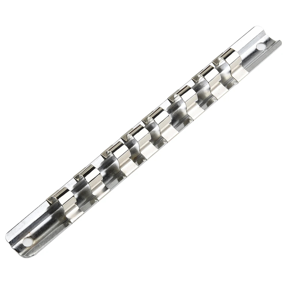 1 Pc Sockel Rack Halter 1/4 3/8 1/2 zoll 8 Clips Organizer Schiene Eisen 150/190/260mm Für Lagerung Lose Buchse Werkstatt Hand Werkzeuge – Detail 7