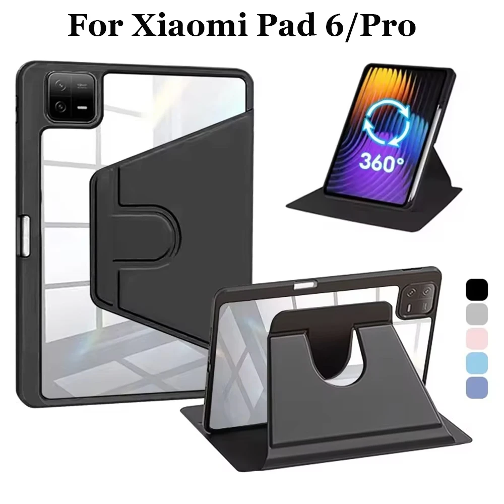Für Xiaomi Pad 6 11 Zoll 360° °   Drehbare Acryl-Hülle Transparente Stoßfeste Abdeckung Mit Stifthalter Kratzfeste Tablet-Schutzhülle