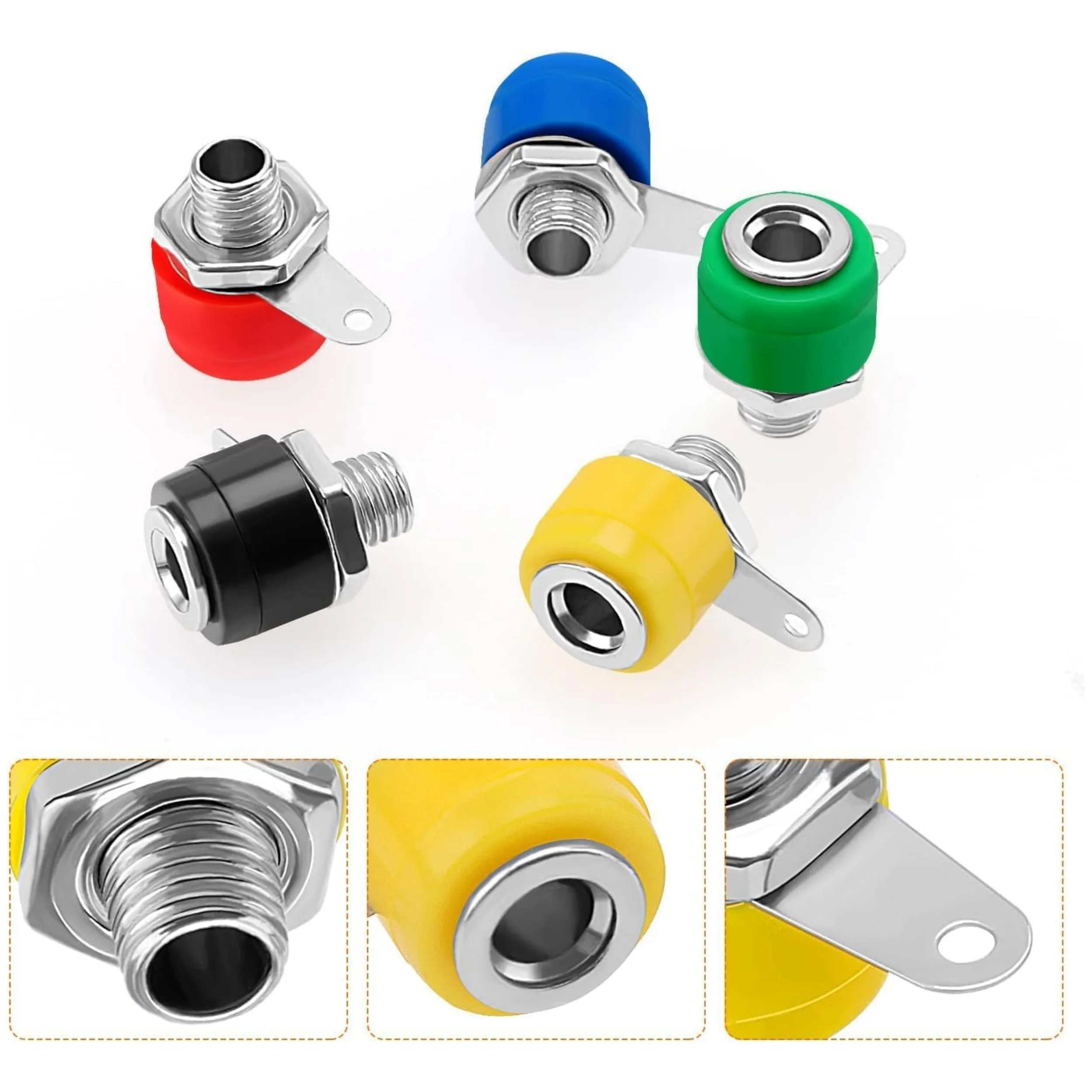 25PCS 4mm Female Banana Jack Socket Female Panel Connector with 5 Color For Panel Mounting Compatible with Standard 4mm Plug