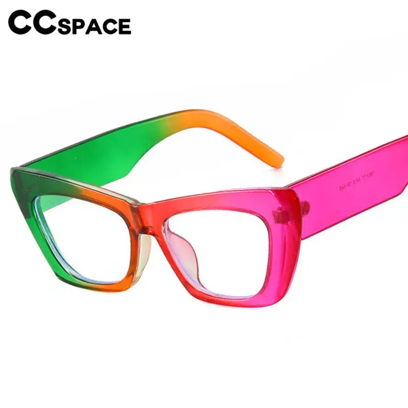 Colorful Rainbow Spectacle Frame Women Fashion Cat Eye Clear Eyewear Outdoors Gradient Color Protection Sunglasses 56897