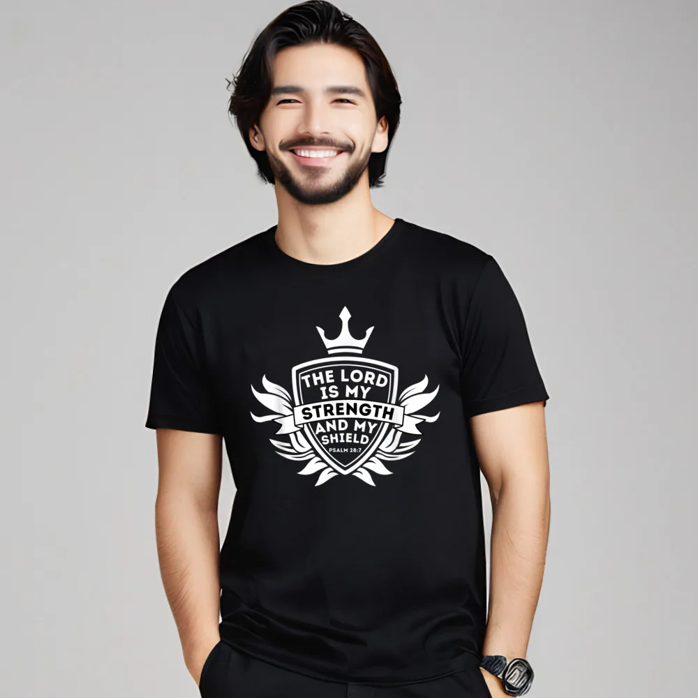 

Crewneck Lord is My Strength Psalm Pure Cotton Men Tshirts Design Short Sleeve Tees Family Vintage T-shirts
