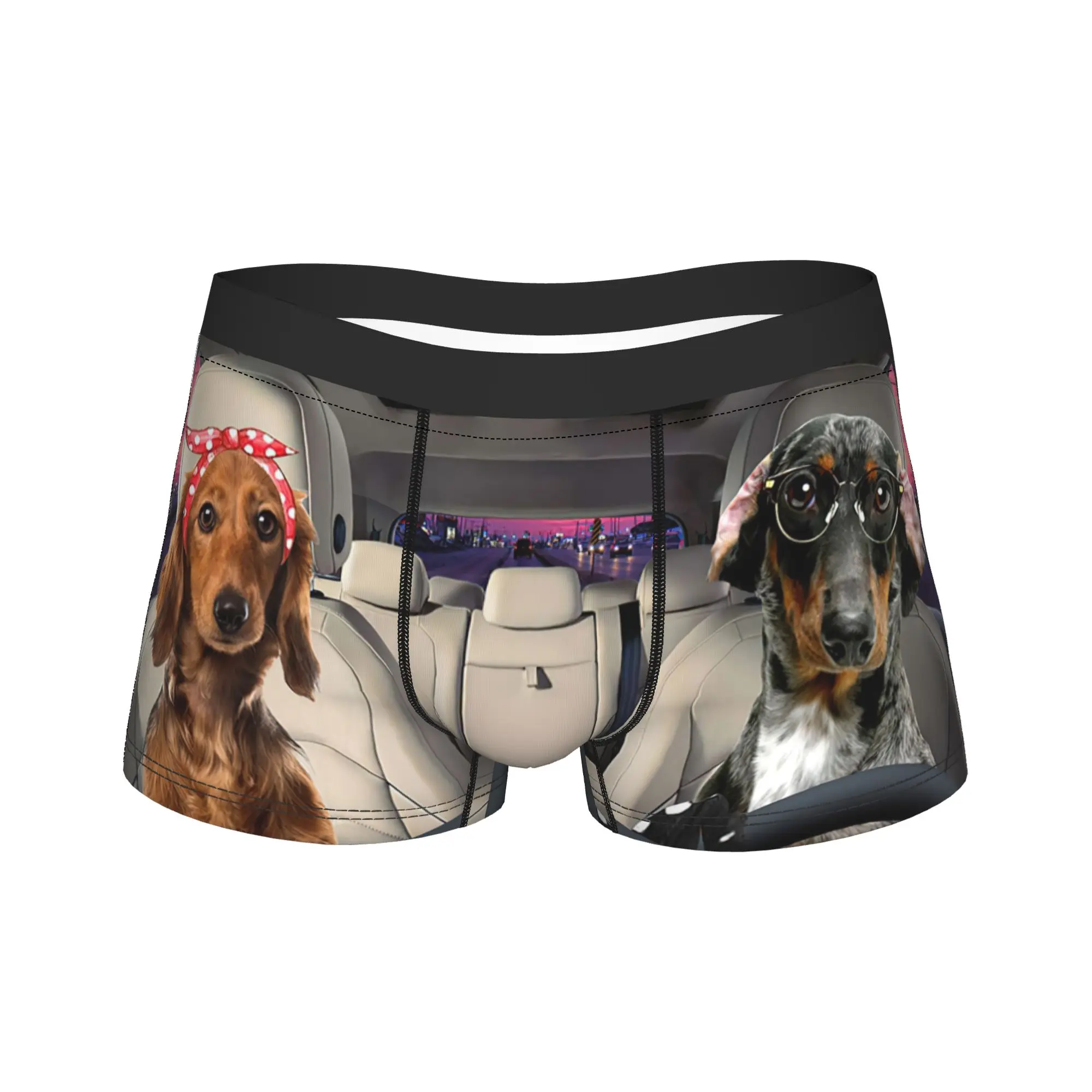 

Men Dachshund Driver Boxer Briefs Shorts Panties Breathable Underwear Animals Dog Homme Sexy Plus Size Underpants