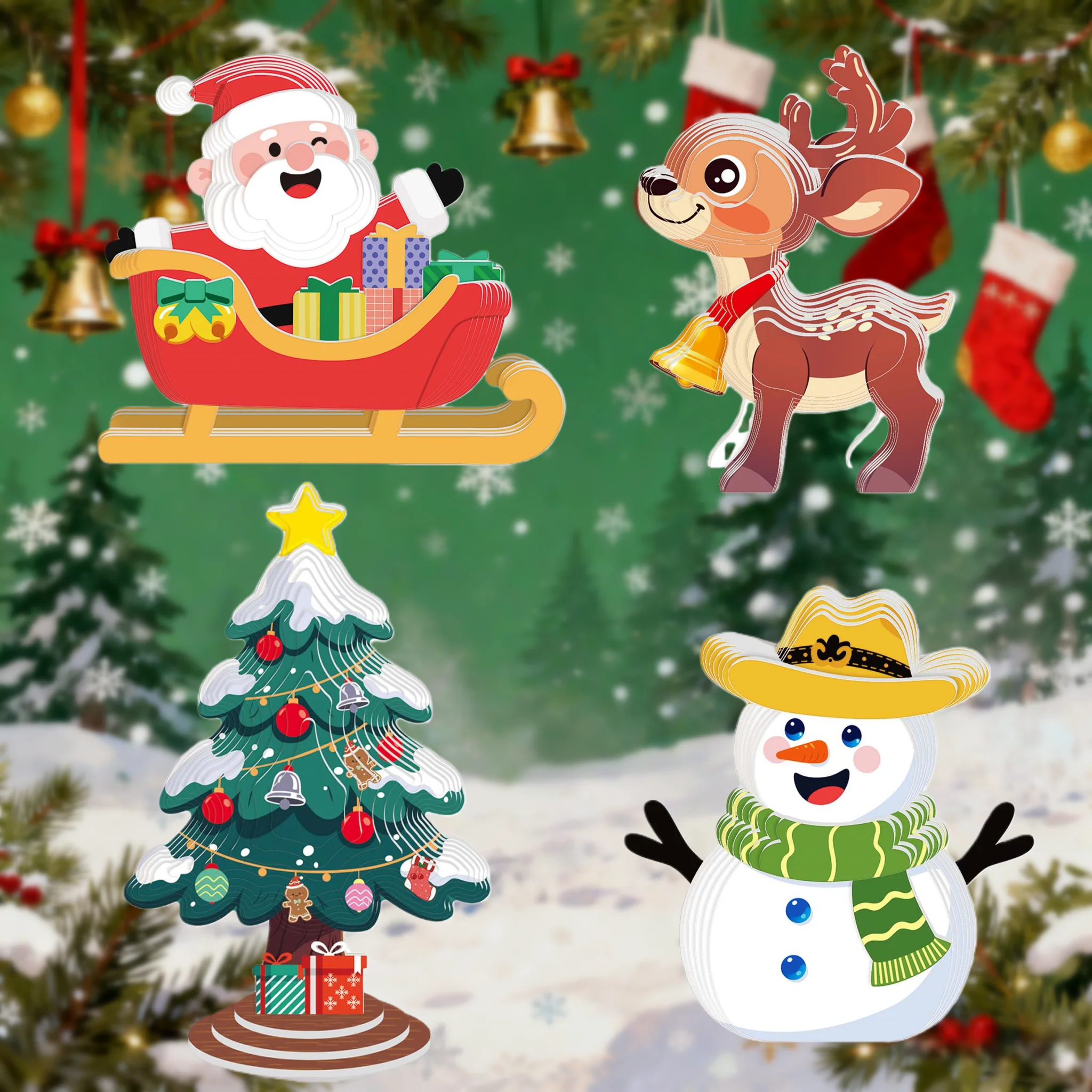 

3D Merry Christmas Jigsaw Puzzle, Kid's Paper Christmas DIY Handmade Jigsaw Puzzle Toy, Holiday Decoration, Ideal Christmas Gift
