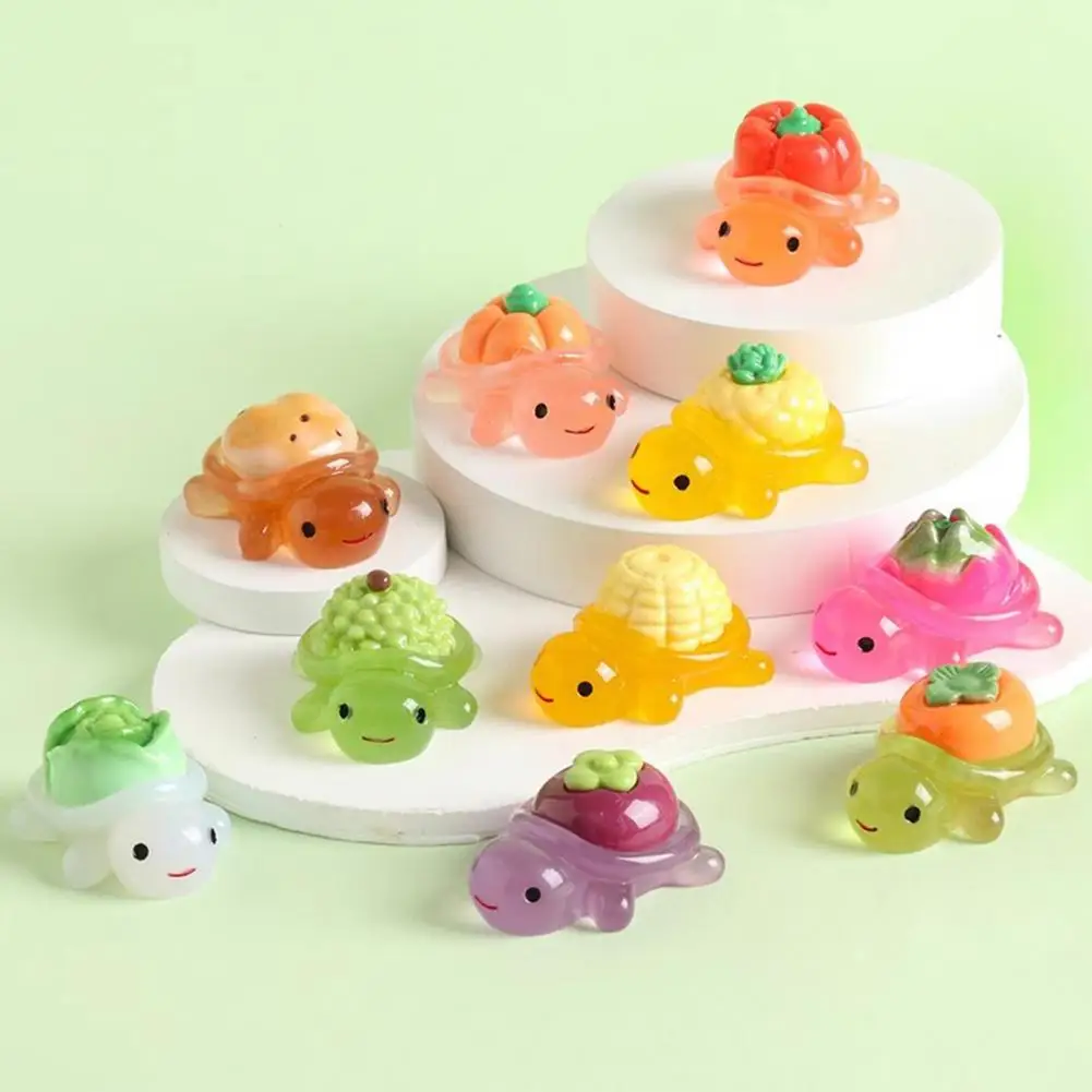 Resin Ornament Desktop Ornament Mini Turtle Statue Figurine Yellow Miniature Turtle Ornament Tiny Ocean Decoration for Bonsai