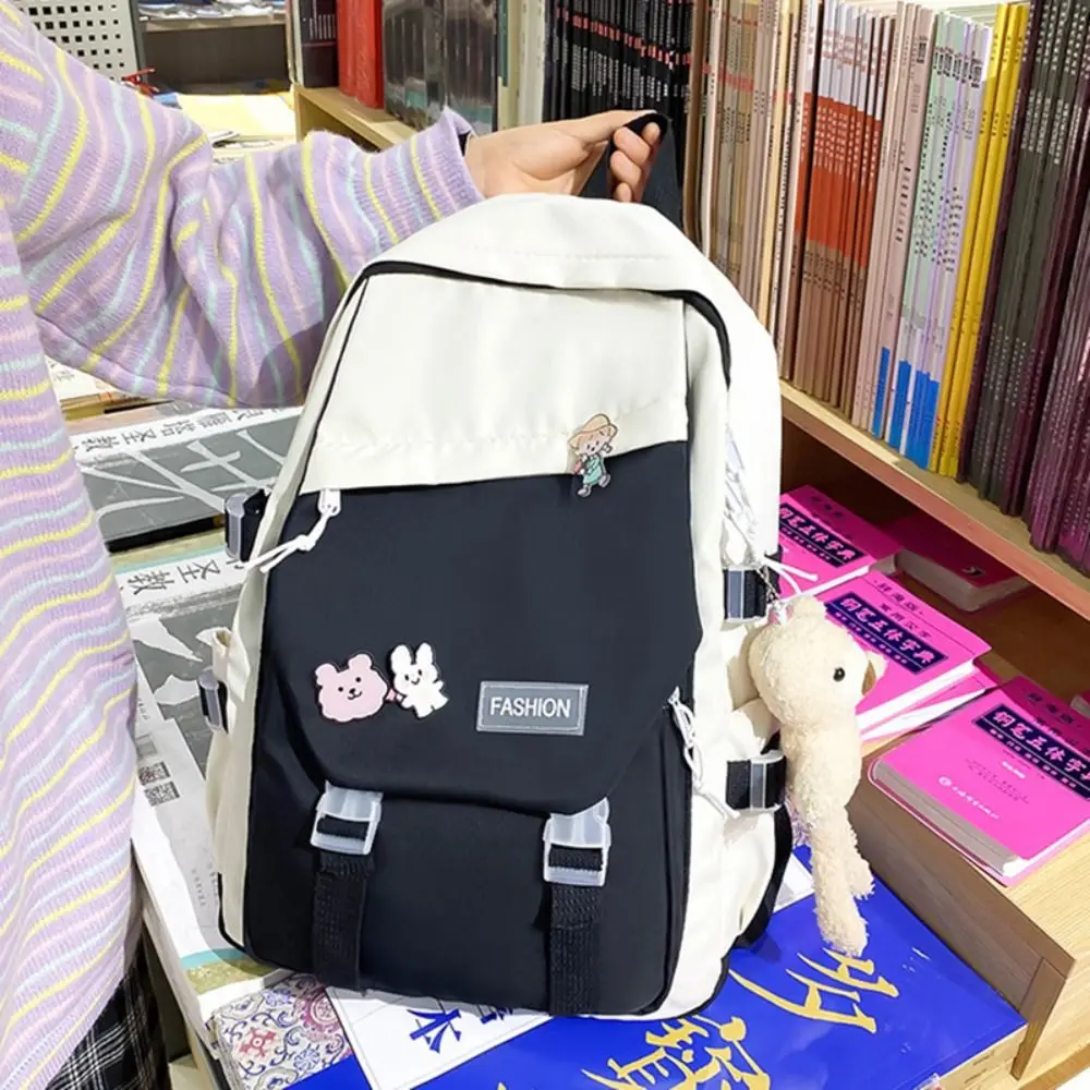 Large Capacity Nylon Book Bag Waterproof Teenage College Backpack Fashion School Bag Cute Girls Boys Travel Backbag College Bag