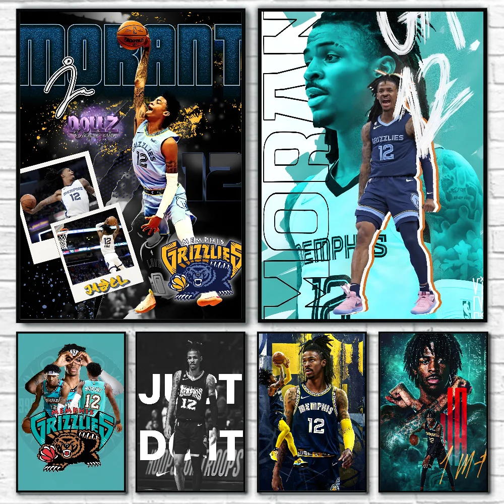 Póster de JA MORANT, arte autoadhesivo, pegatina de papel impermeable, decoración de pared de habitación, cafetería, Bar, 1 ud.