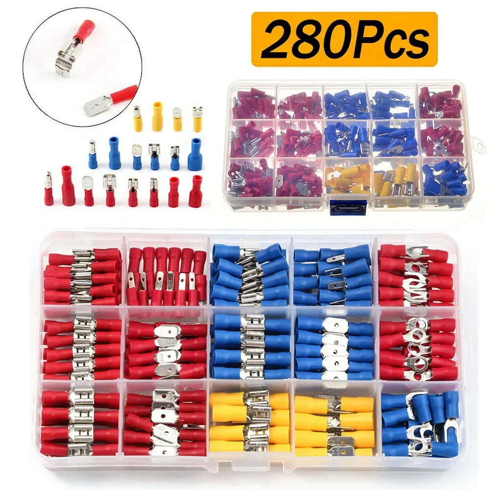 280PCS Assorted Electrical Wire Connectors Crimp Spade Terminal Insulated Kit Set with Visual Inspection and Waterproof Seal