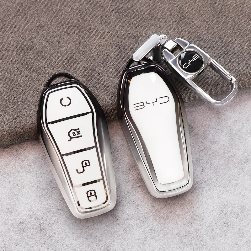 For BYD Seal 08 EV / DMi TPU Key Fob Cover – Soft Flexible Car Remote Key Protector Case with Keychain, Anti-Scratch Shockproof