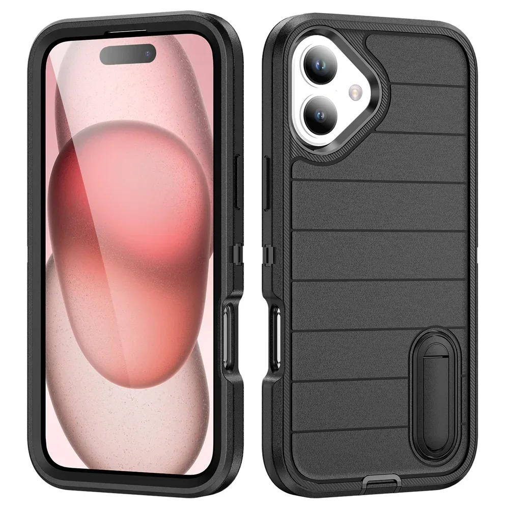 

Invisible Fold Stand Holder Heavy Armor Shockproof Case for IPhone 16 Pro Max 16 Plus Silicone Soft Bumper Otter Phone Cover Box