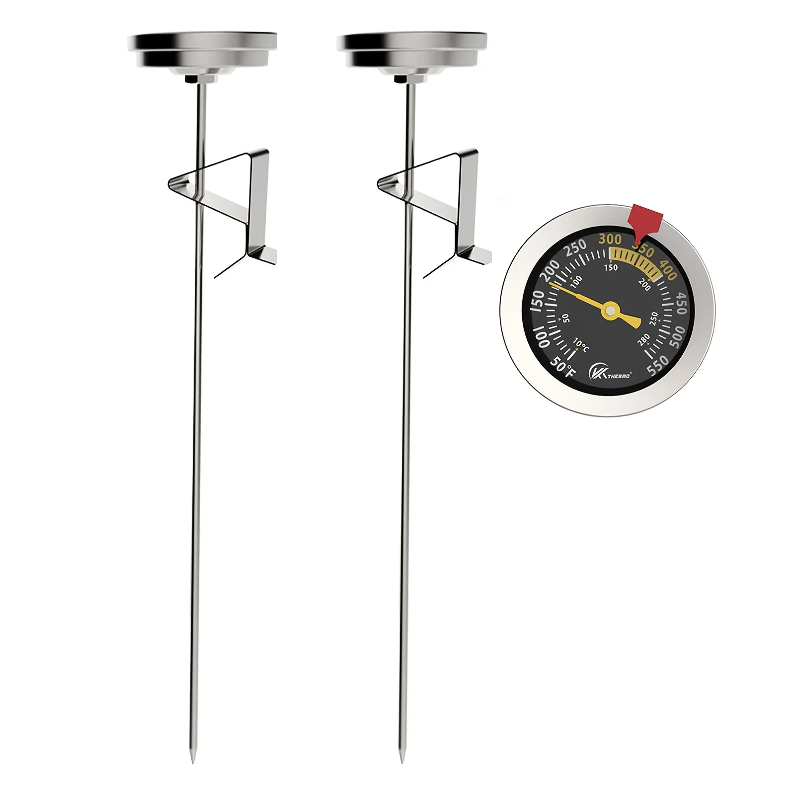 Accurate Commercial Deep Fry Thermometer, Dual Scale Dial, 304SS Probe & 430SS Casing with Pot Clip, Battery Free for Deep Fryin