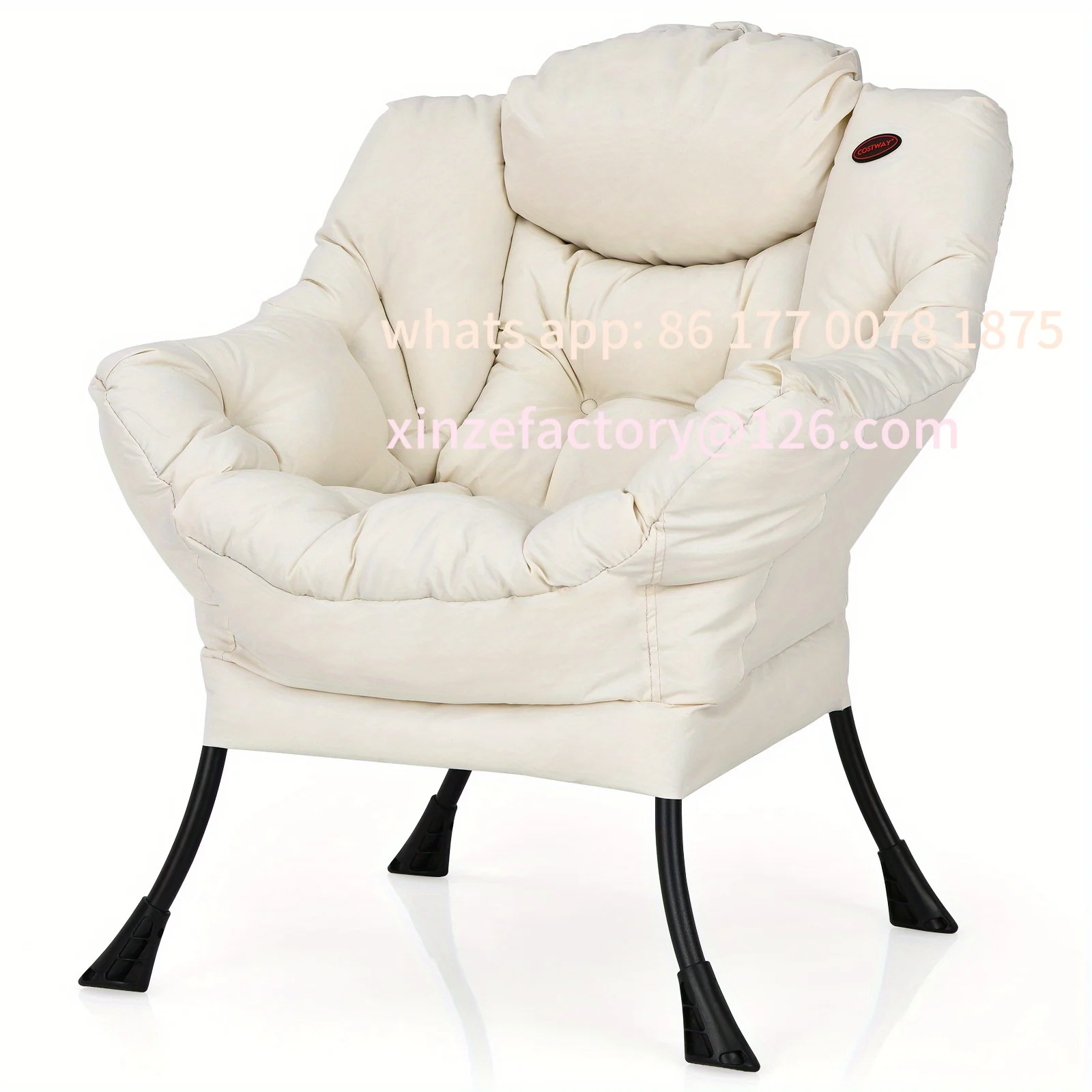 Customizable Modern Polyester Fabric Lazy Chair Single Sofa Chair W Side Pocket Beige