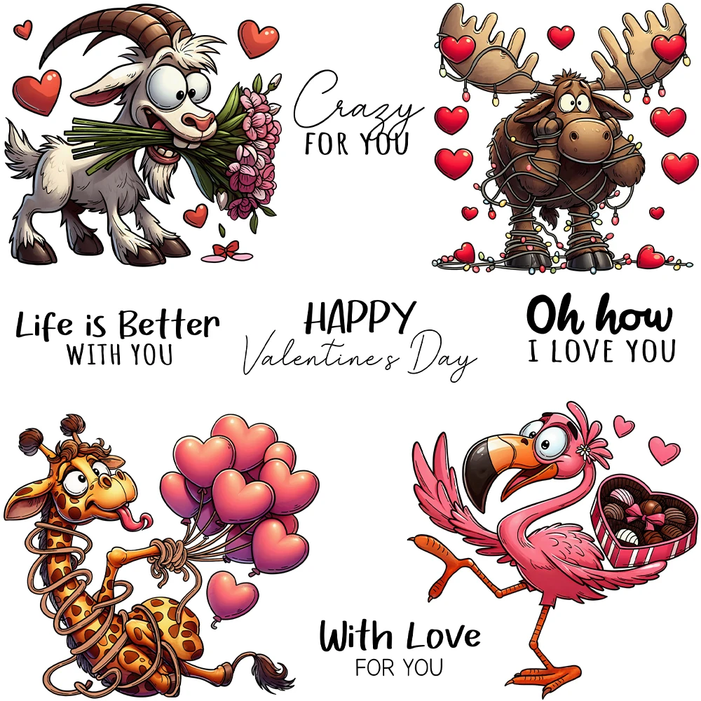 Mangocraft Cute Animal Cutting Dies Love Valentine\'s Day Clear Stamp DIY Scrapbooking Metal Dies Silicone Stamp For Cards Albums