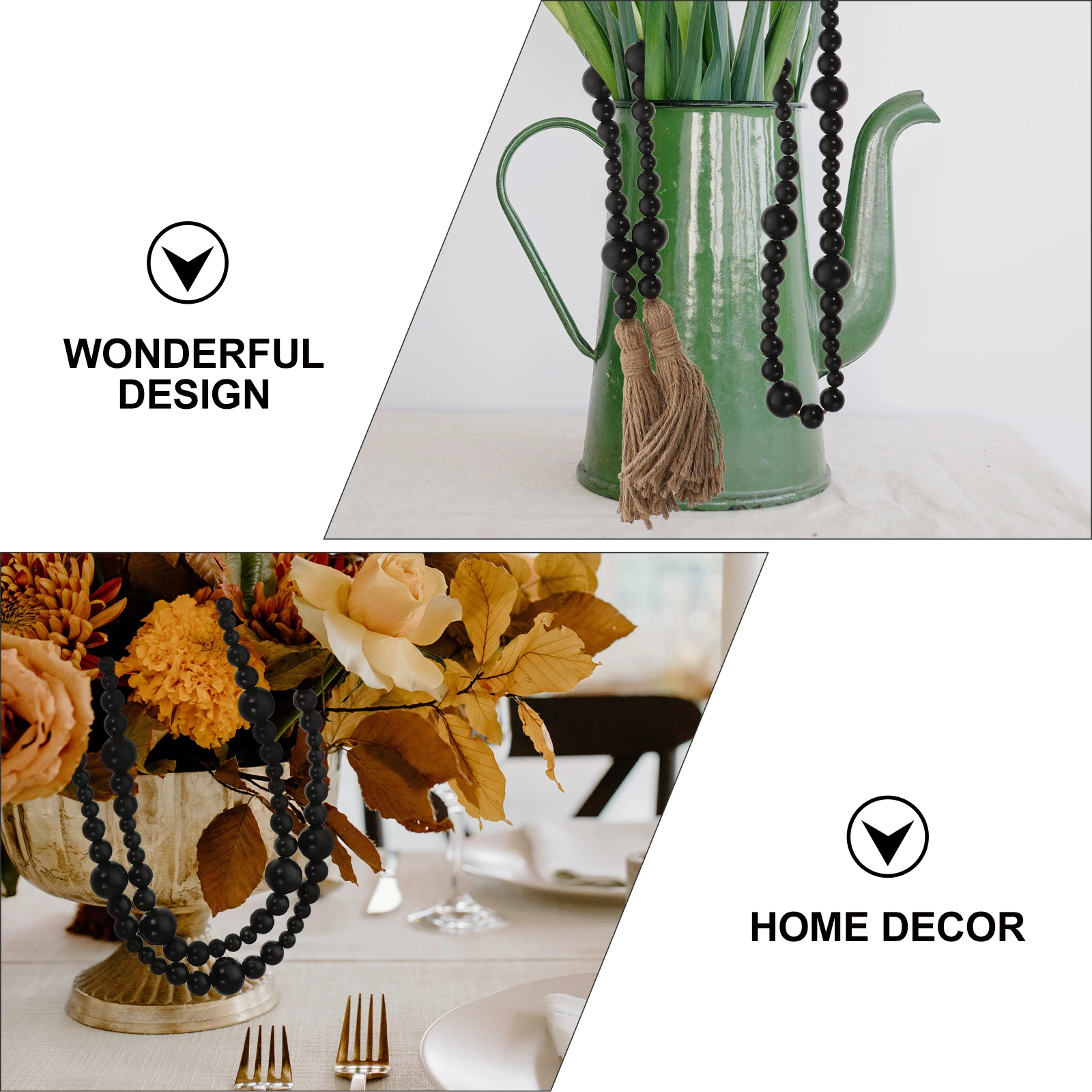 

1pc Pastoral Style Wooden Tassel Hanging Decor Home Party Hanging String Festival Pendant Background Beads Backdrop Wall