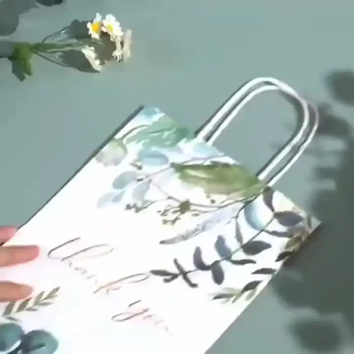 50 Stück individuelle Glücks-Tulpen-Papiertüten, niedliche Blumenmuster-Handtasche, Geschenktüte zum Einkaufen, Party, schnelle Lieferung
