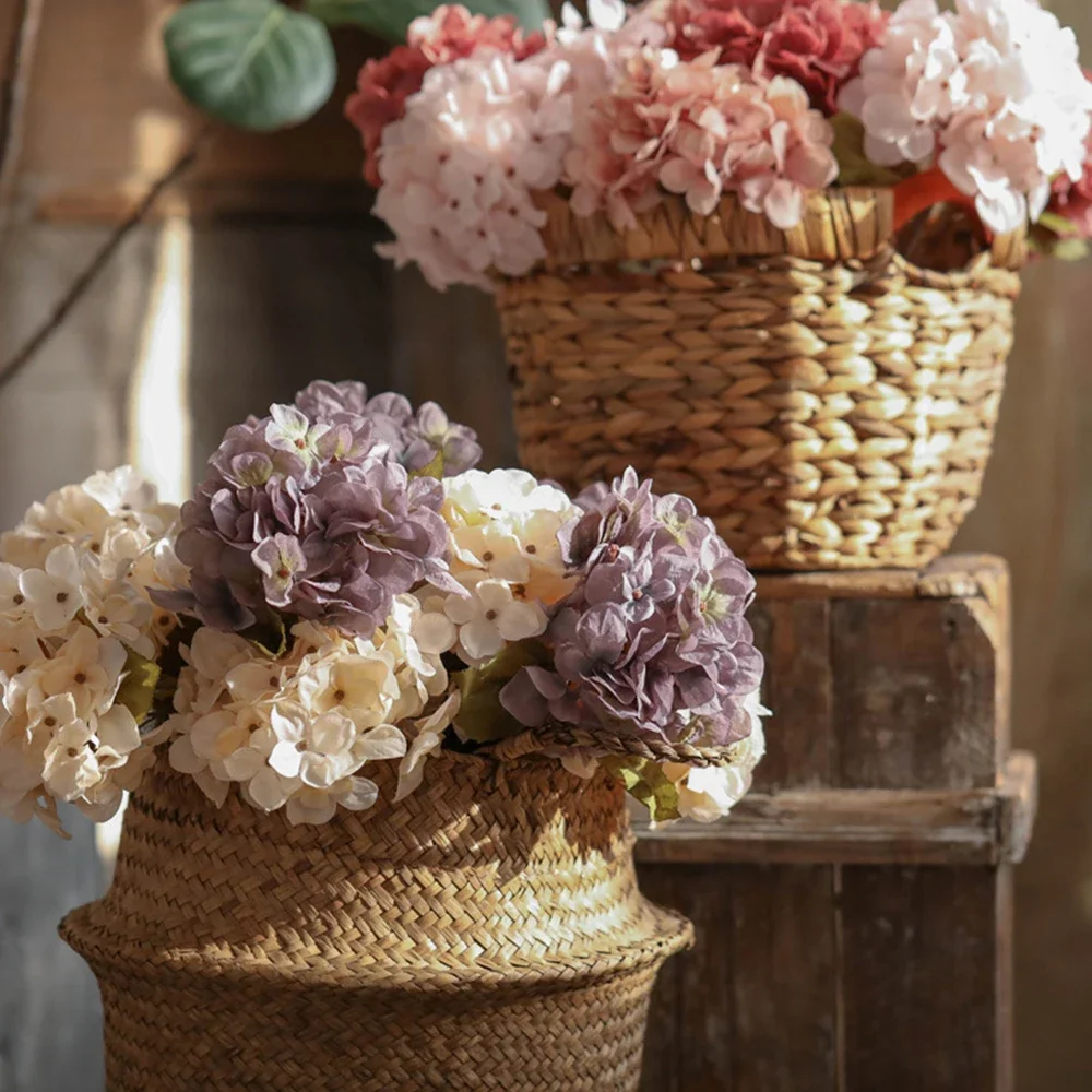 Hortensia de seda flores artificiales decoración del hogar de la boda flores falsas grandes hortensia decoración DIY para suministros de coronas de fiesta de hotel