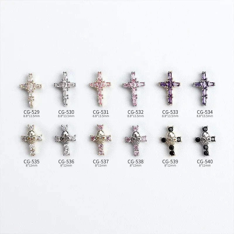 10 unids/lote Halloween Cruz Negra cráneo circón diamantes de imitación piezas de decoración de uñas joyería decoraciones accesorios para uñas suministros de dijes