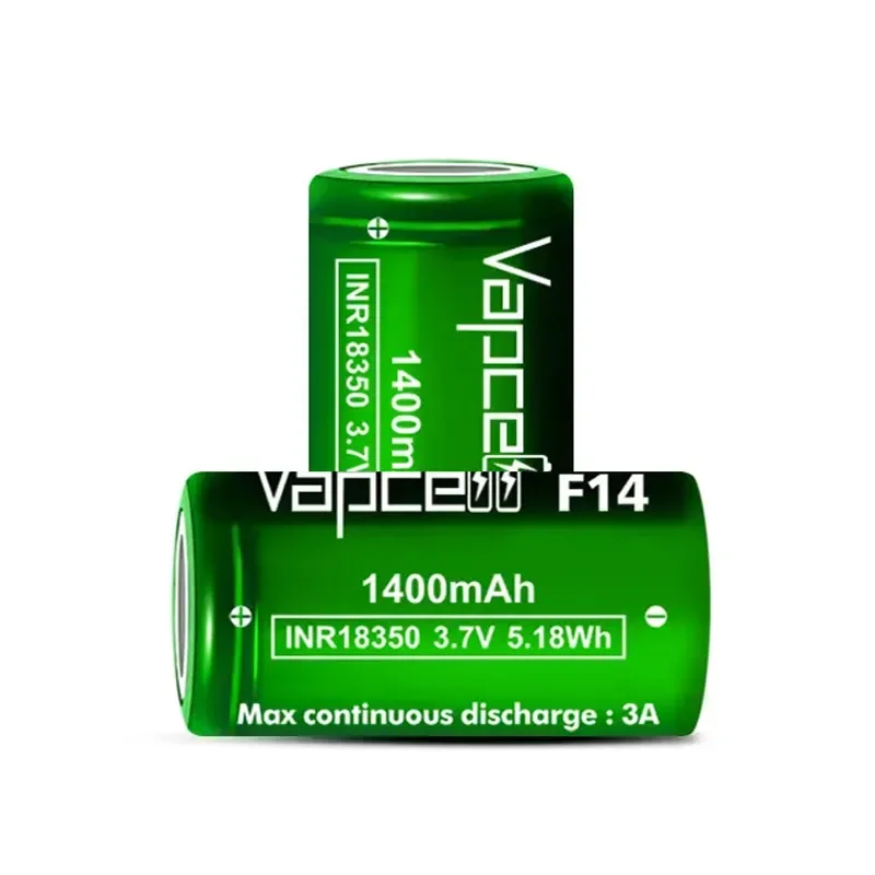 Original Vapcell F14 INR 18350 Battery 1400mAh 3A 3.7V Rechargeable Li-on Cell Battery for Flashlight Toys UAV Lithium Batteries