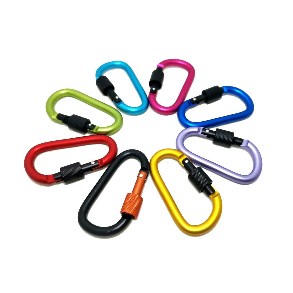 Lockable Outdoor D-Ring Color Mountaineering Ring, Fast Hanging Hook, Key Ring, Water Bottle Ring, High Quality, 8cm, P542