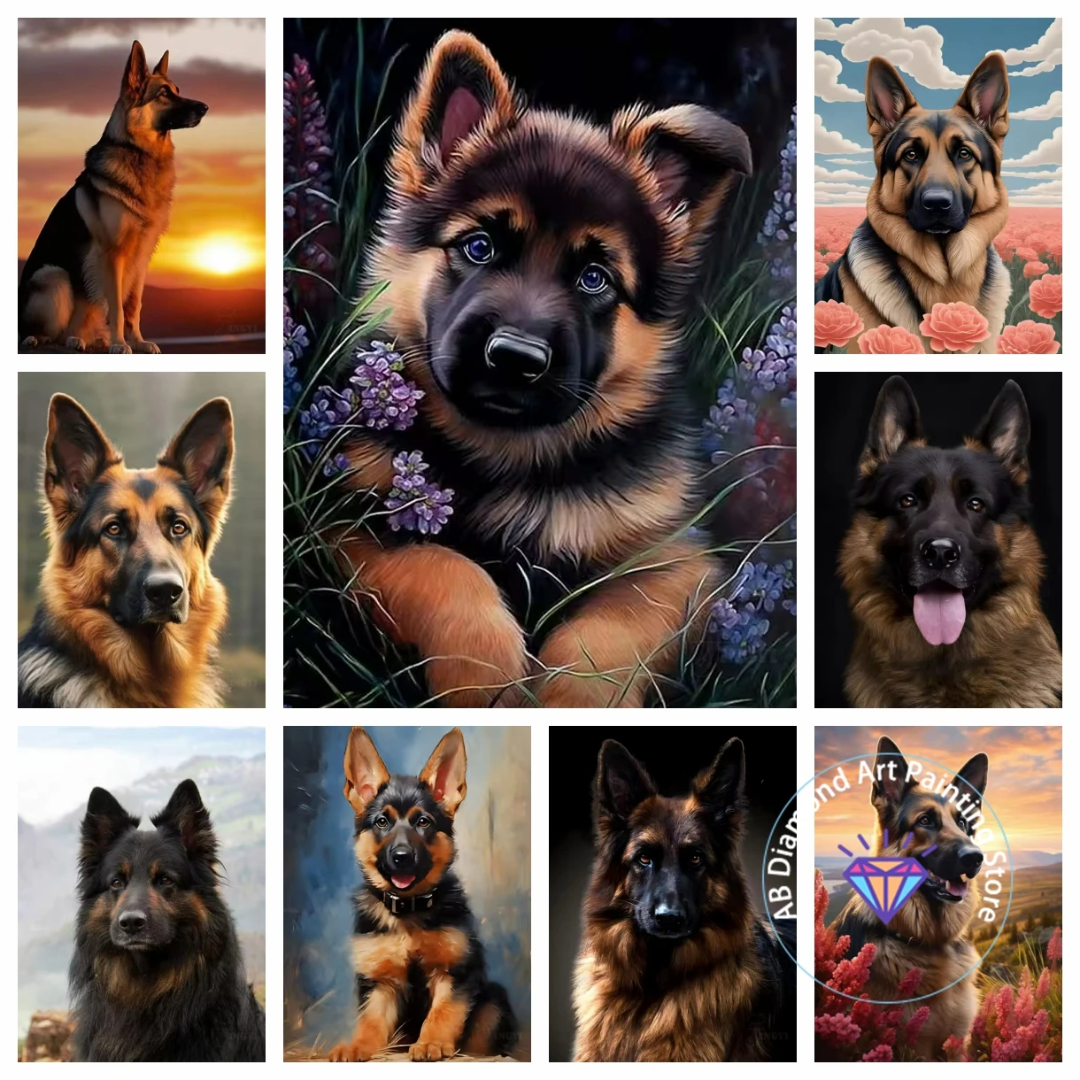 

Dog Cute Dog Animal AB Diamond Painting Kit 5D DIY Diamond Embroidery Cross Stitch Handmade Art Gift Crafts Home Decor Gift