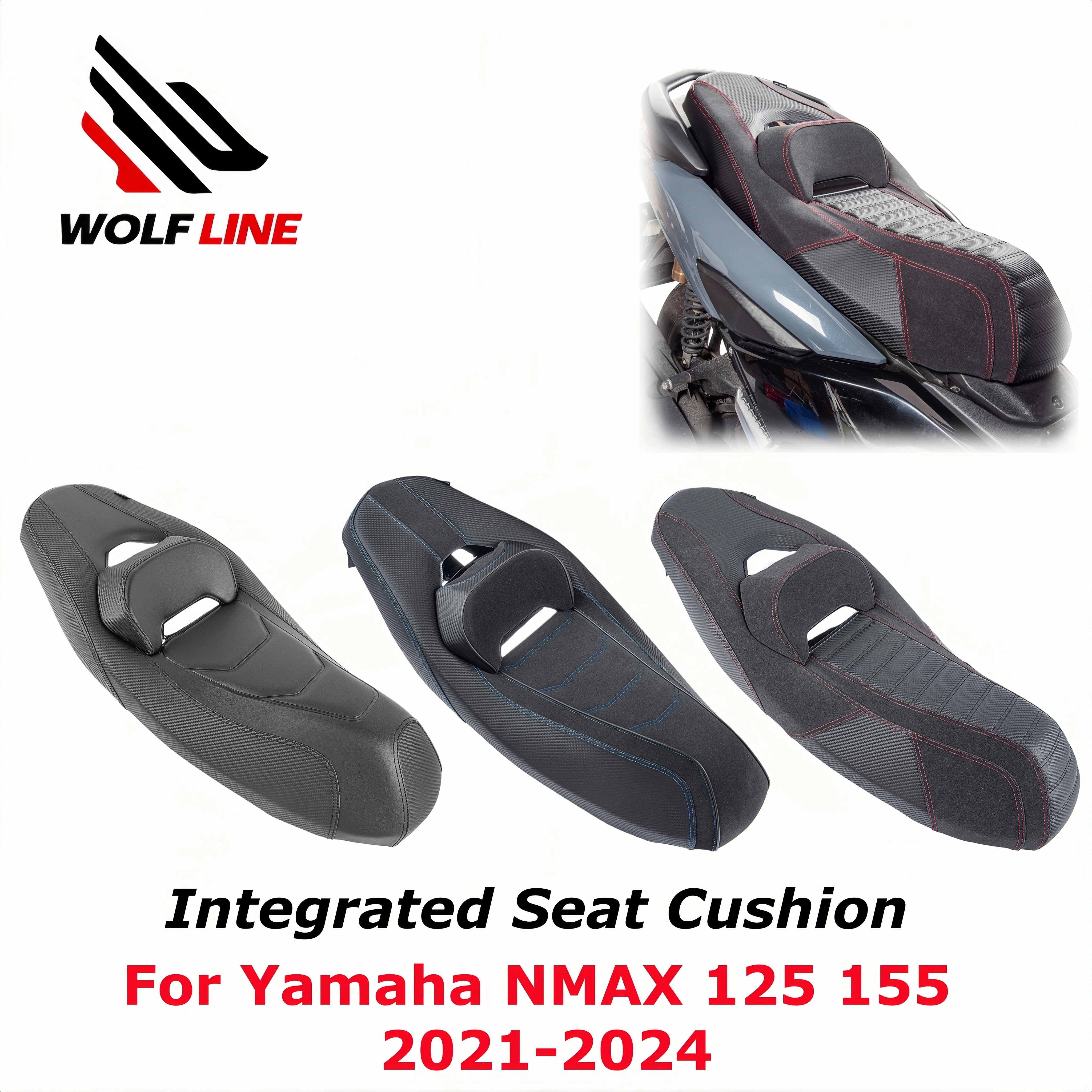

WOLFLINE NMAX125 Integrated Seat Cushion for Yamaha NMAX 155 125 One Piece Driver Passenger Seat Cushion Pillion Cover 2021-2024
