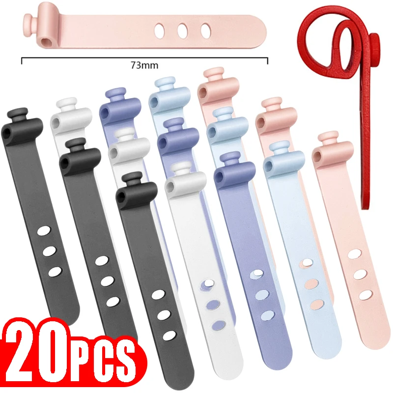 

Silicone Reusable Cable Ties Adjustable Cable Organizers Wire Management Charger Cord Holder for Mouse Earphone Cable Straps