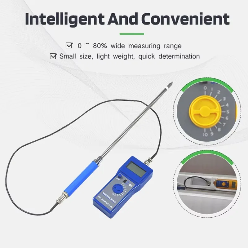 9V Battery Power Reeds Bamboo Tobacco Leaf Hay Digital Moisture Analyzer Digitronics Hygrometer Gauge Humidity Meter