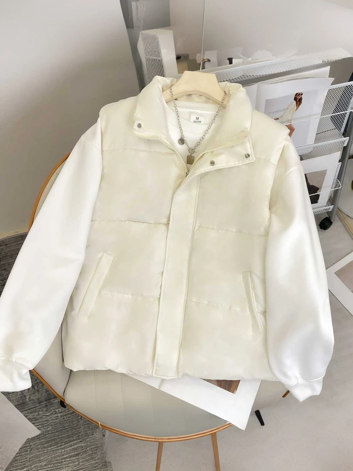 

Теплый хлопковый жилет, однотонный, простой дизайн, зимняя верхняя одежда, свободный повседневный универсальный стиль, корейский фэшн, ленивый стиль, пальто