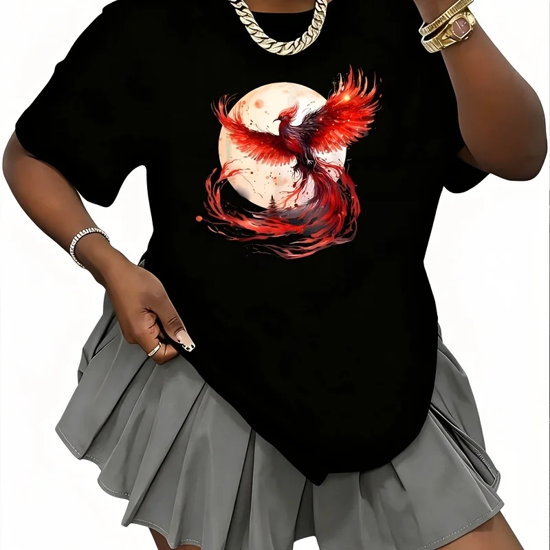 Phoenix Nirvana Fire Phoenix Bird God Bird Revival Women's 100% Cotton T-Shirt Short Sleeve Top Casual Round Neck Fun Print Tee S-5Xl