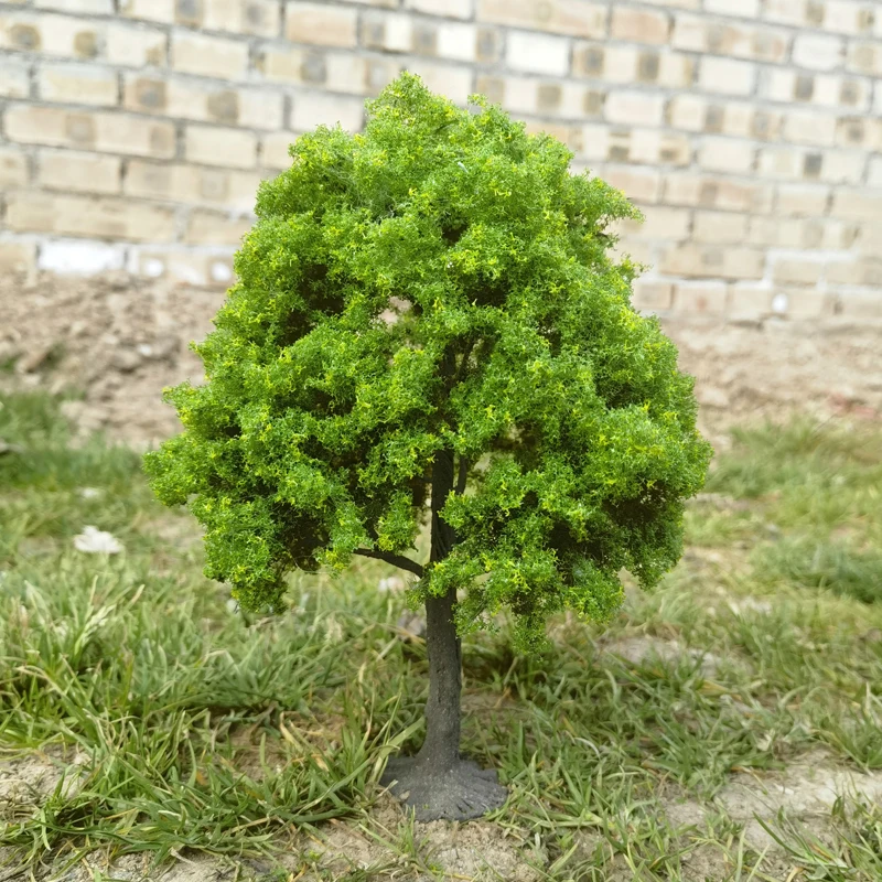 Modelo de árbol de primavera, 10/15/23cm, luz verde amarilla, alambre hecho a mano, modelo de árbol a escala fina, diseño de tren ferroviario